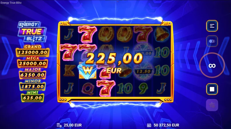 Energy True Blitz - Gewinn mit gesammelten Cash-Symbolen